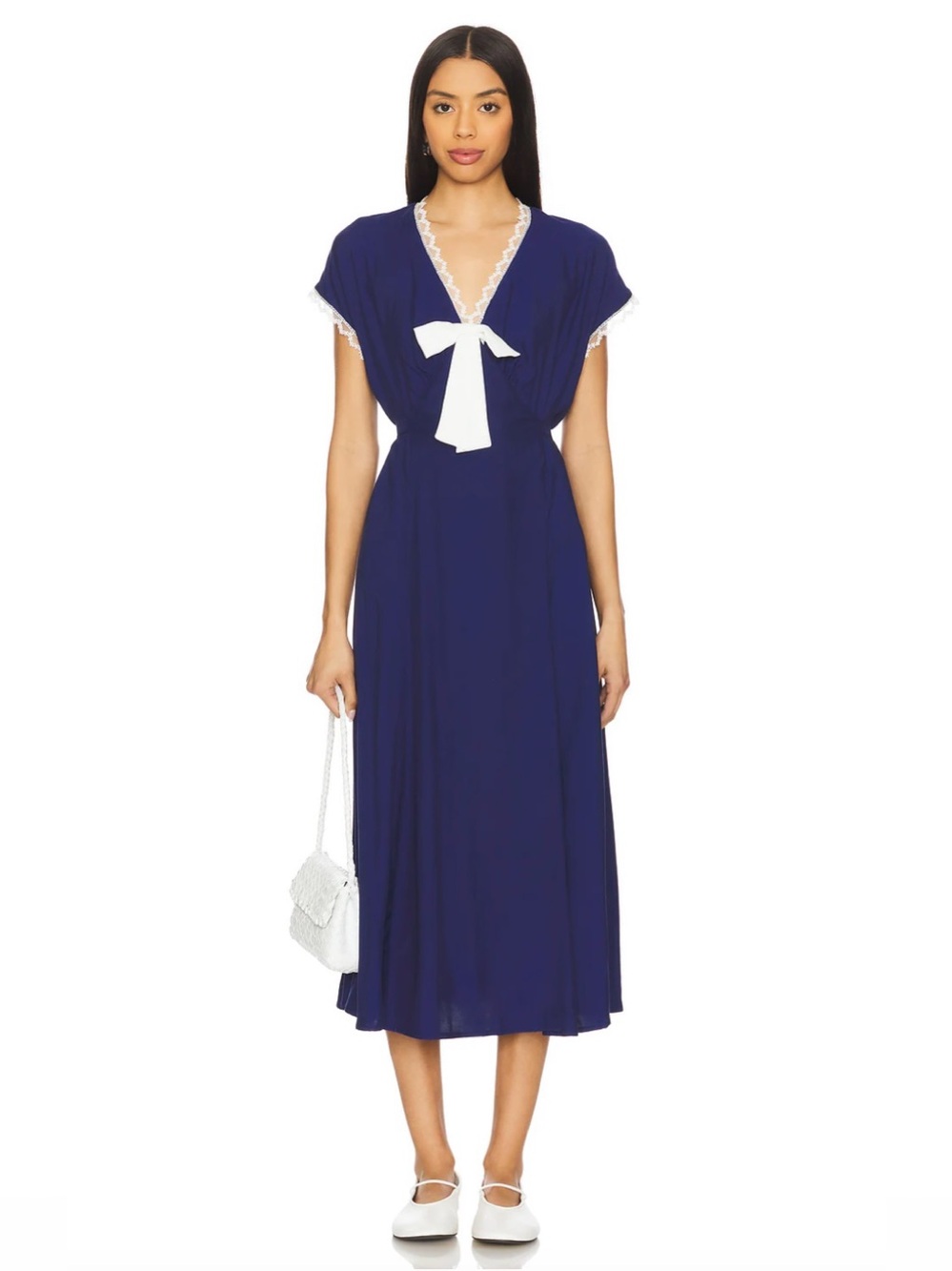 SLEEPER The Bow Satin Midi Dress